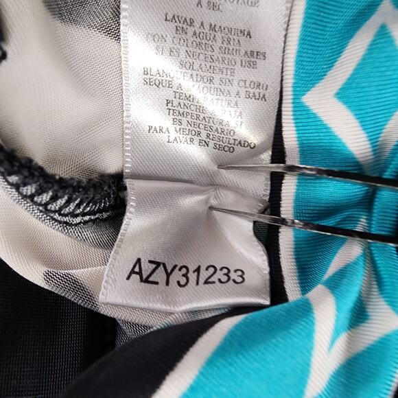 BCBGMAXAZRIA Skirt Womens S Black White Blue Floral Stretch Rayon Casual Pencil - Picture 8 of 11